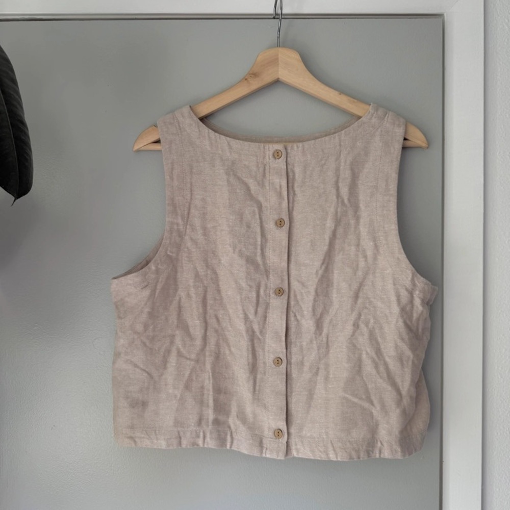Old Navy Tan Buttoned Crop Tank Top